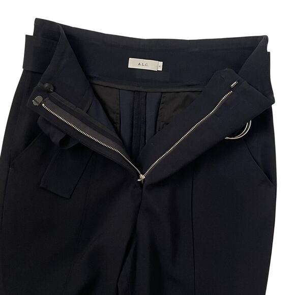A.L.C. Crepe Foster High Rise Belted Flare-Leg Pants - Black - Size 4 - Picture 7 of 8
